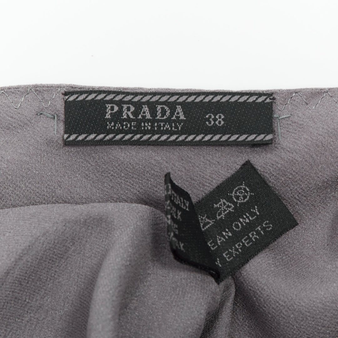 PRADA Vintage 100% silk grey clear long bead embellished camisole top IT38 XS