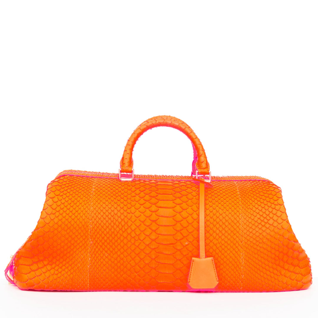CELINE 2011 Runway Phoebe Philo I Need A Doctor neon orange matte python bag