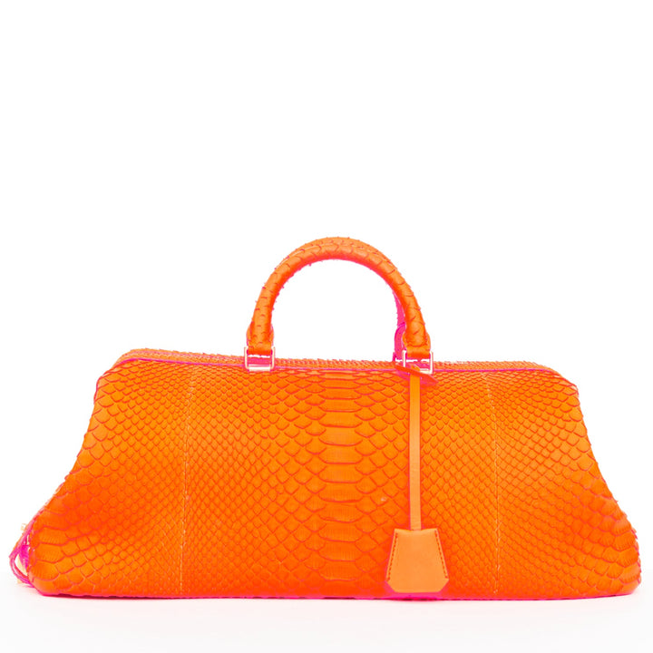 CELINE 2011 Runway Phoebe Philo I Need A Doctor neon orange matte python bag
