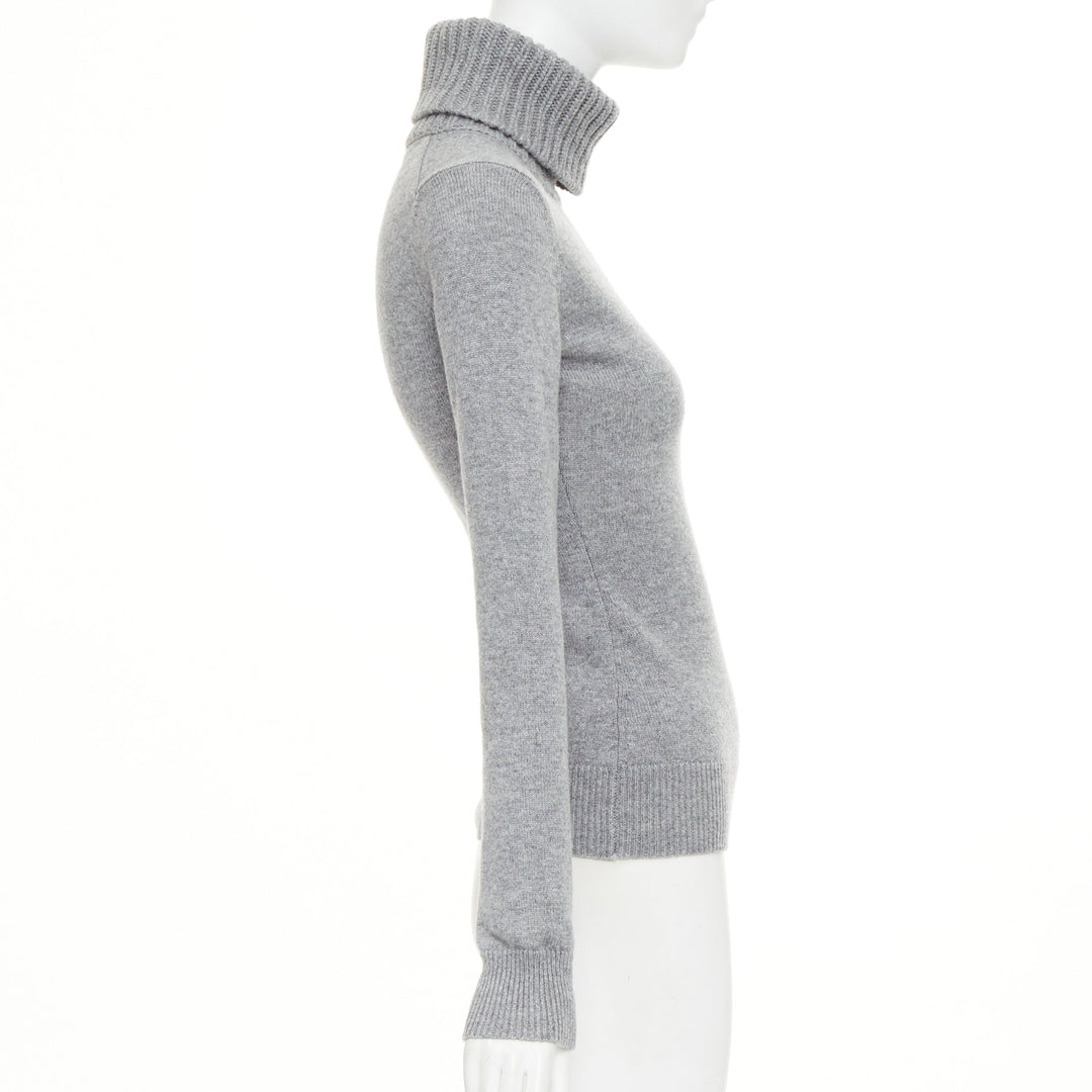 ALEXANDER MCQUEEN 2020 100% cashmere greypearl clear crystal brooch sweater  S