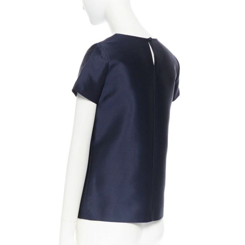 J CREW COLLECTION navy blue cap sleeves round neckline a-line shirt top US00 XS