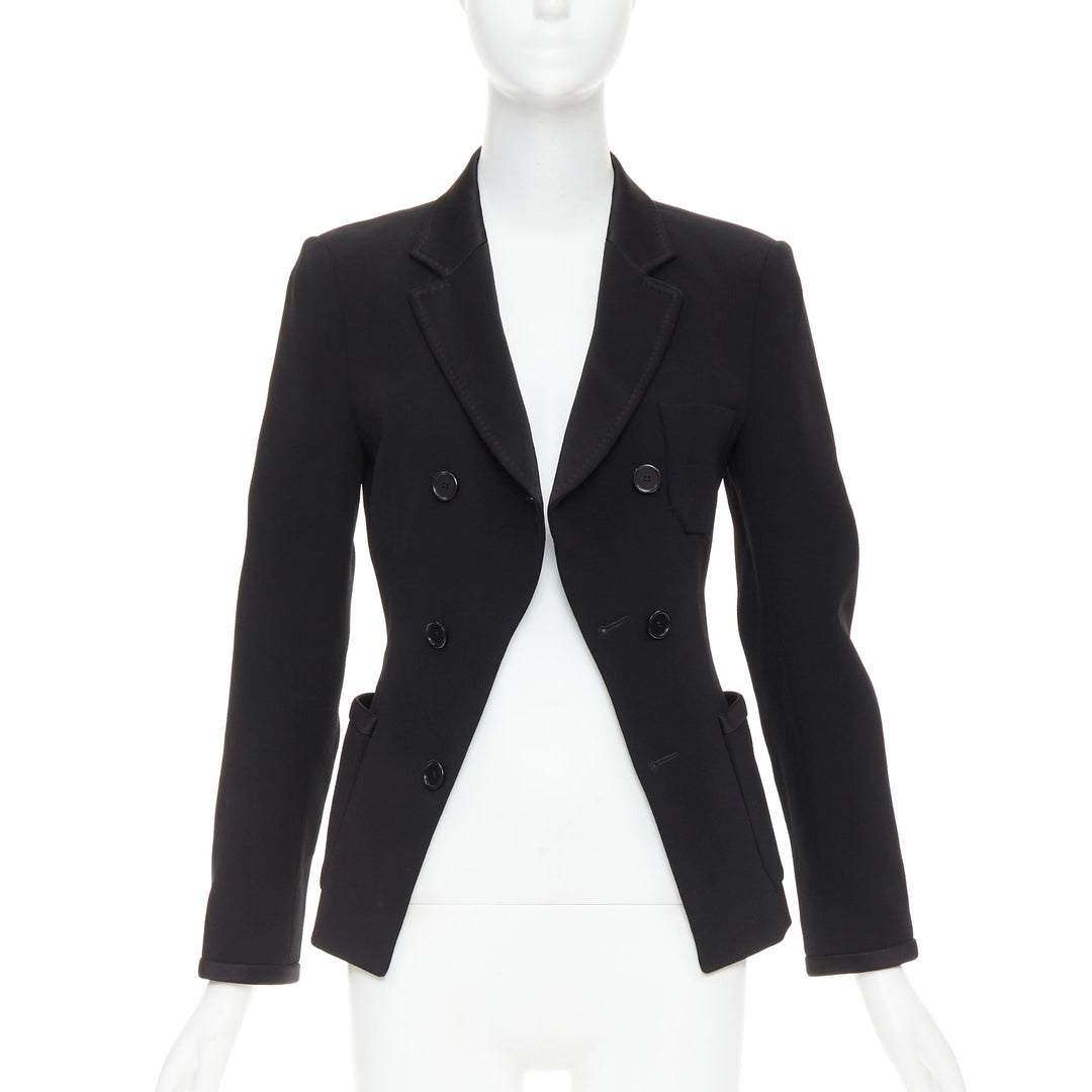 BALENCIAGA Vintage 2010 black satin trim fitted blazer jacket FR36 S