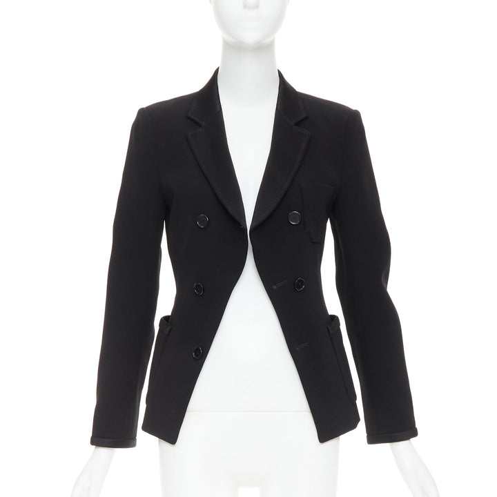 BALENCIAGA Vintage 2010 black satin trim fitted blazer jacket FR36 S