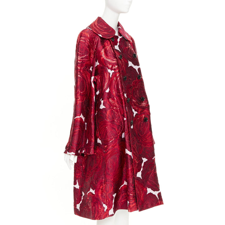 COMME DES GARCONS 2020 Orlando double sleeve red rose jacquard brocade coat S