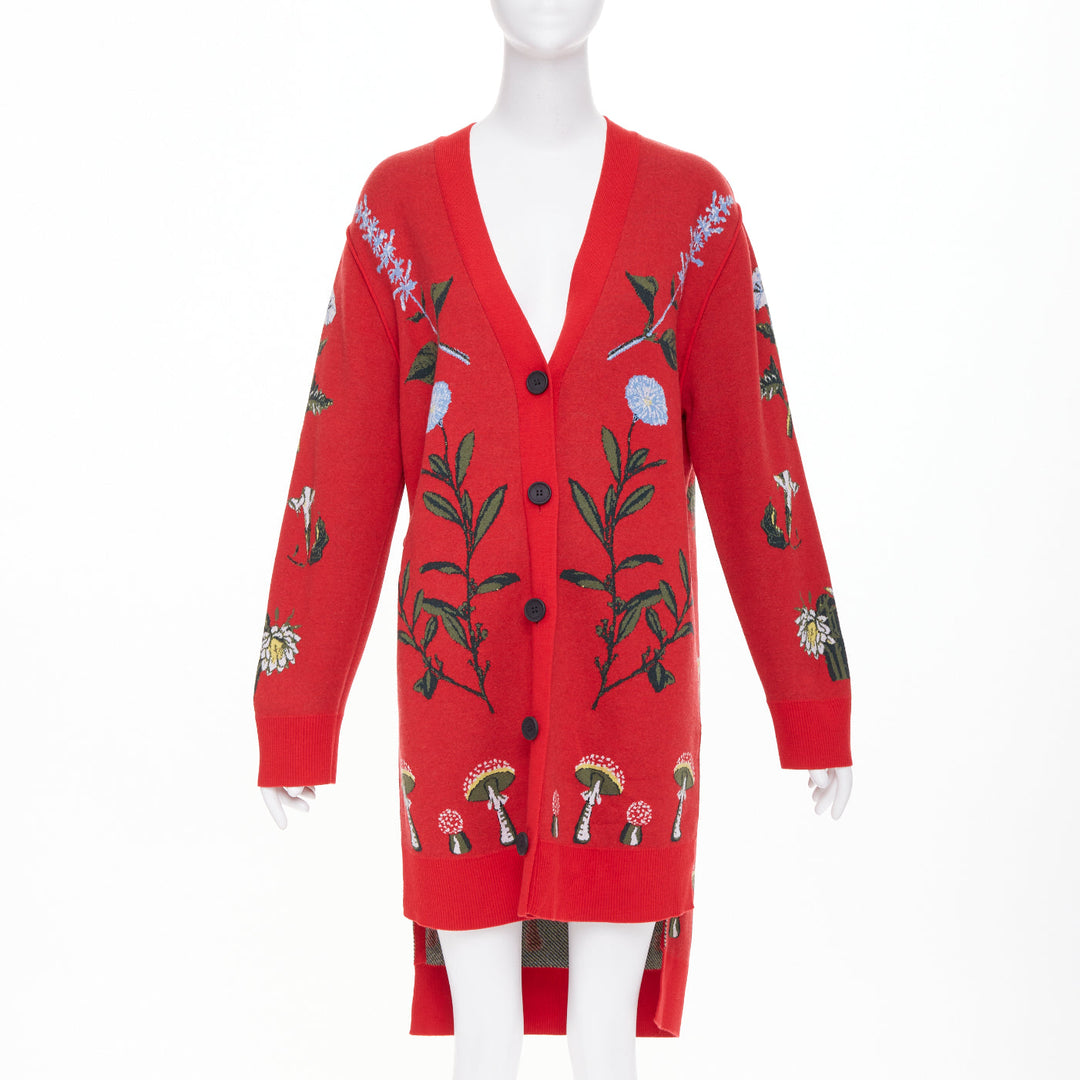MONSE 2022 Magic Garden oversized red wool mushroom jacquard cardigan S