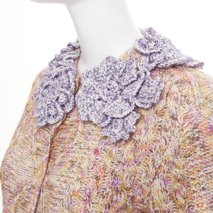 LOUIS VUITTON 2026 Knitted Flower Collar cable multicolor mix knit cardigan XS