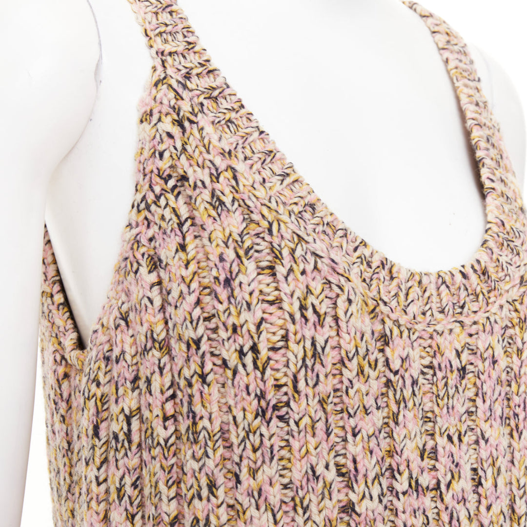 GUCCI 2024 pink marl chunky wool blend knit scoop neck tank tunic S
