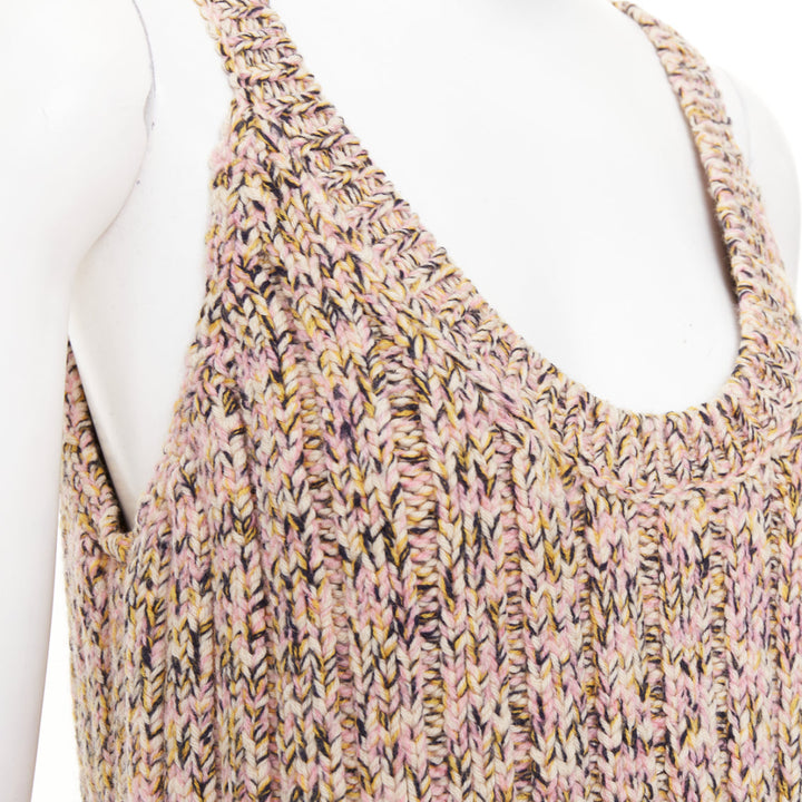 GUCCI 2024 pink marl chunky wool blend knit scoop neck tank tunic S