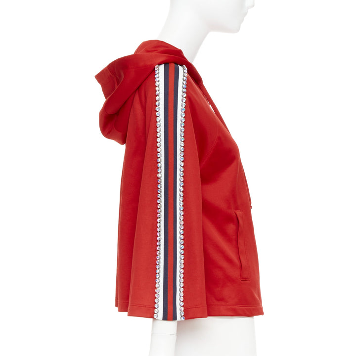 GUCCI Alessandro Michele 2018 red rhinestone crystal flared track jacket XS