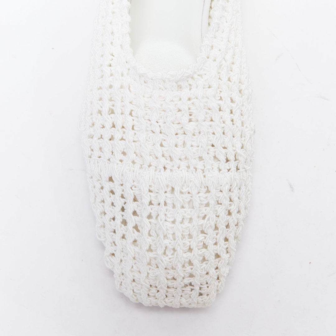 THE ROW 2024 Ballet white crochet fabric trimmed flat shoes EU38