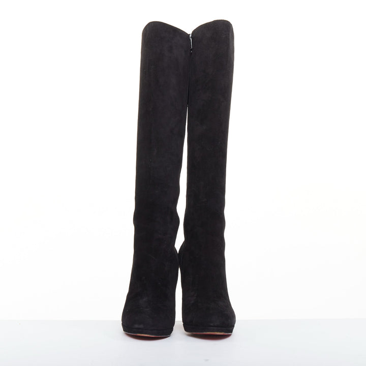 CHRISTIAN LOUBOUTIN Botalili 100 veau velour black suede platform boots EU37.5