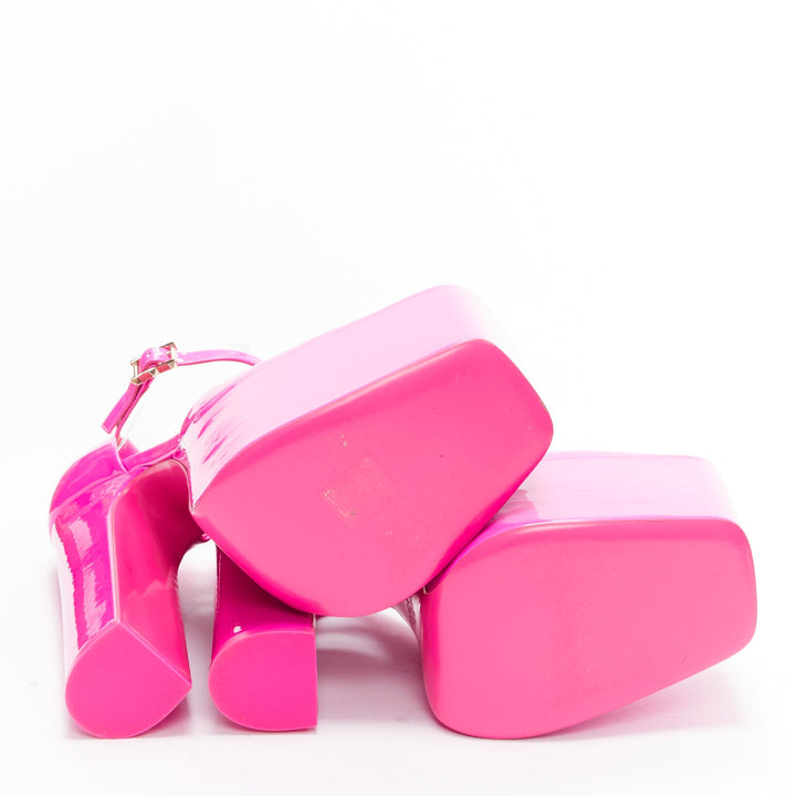 VALENTINO Runway Discobox 180 hot pink patent platform ankle strap heels EU39