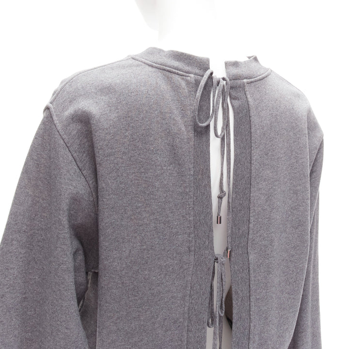 ALEXANDER WANG T grey cotton tie back cut out crew neck sweater S