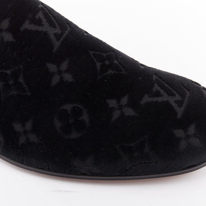 LOUIS VUITTON Auteuil Velvet Monogram Smoking Slipper tux loafer shoes UK6
