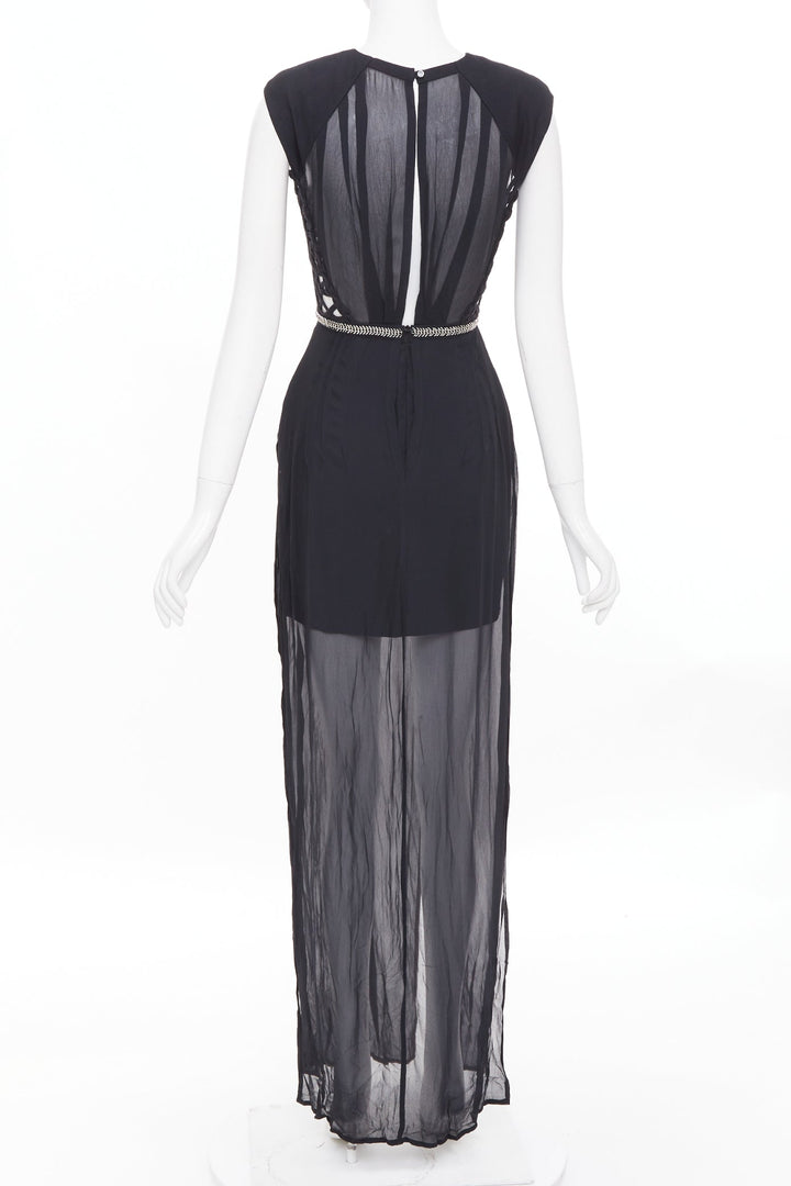 SASS & BIDE Lace Twist black cut out viscose blend apparel dress US6 M