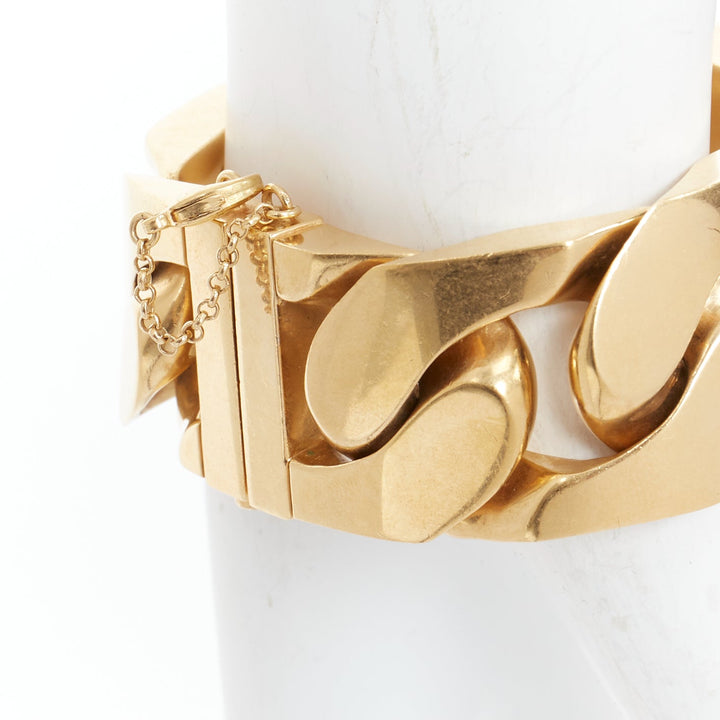 rare OLD CELINE Phoebe Philo gold ID chunky chain cuff bracelet