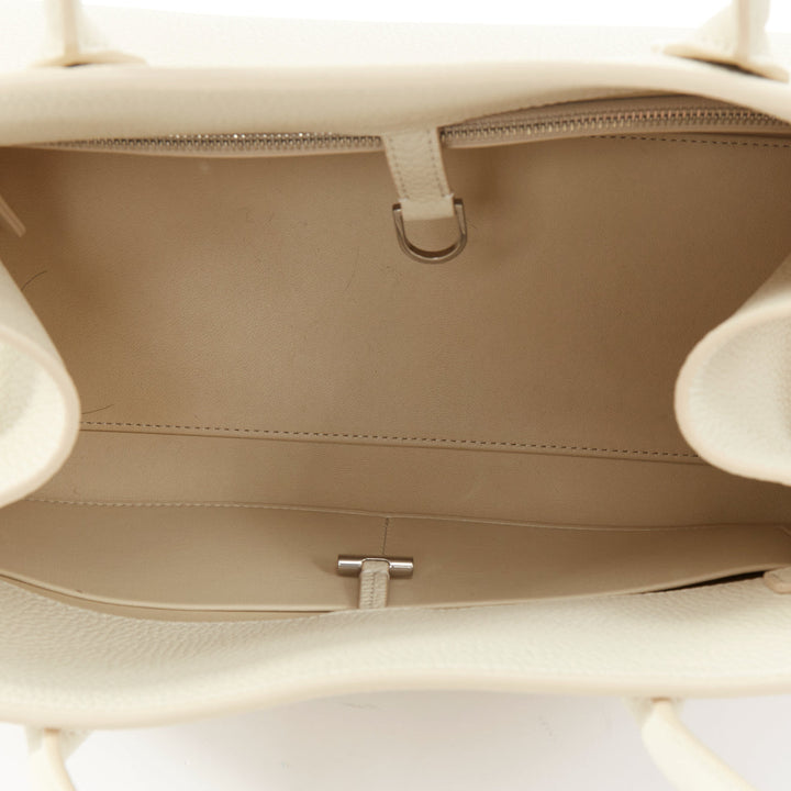 THE ROW 2024 Margaux Shoulder 12 ecru grained calfskin leather tote bag