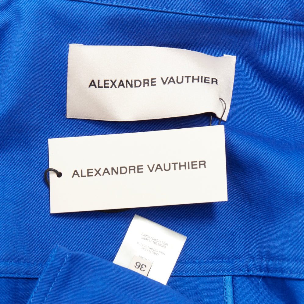 ALEXANDRE VAUTHIER elecrtic blue cinched military safari vest jacket FR36 S