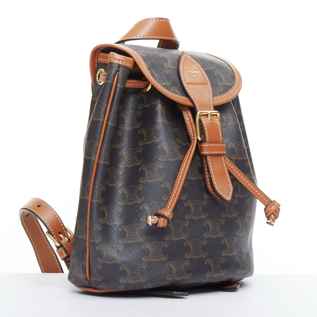 CELINE Folco brown triomphe monogram canvas mini backpack