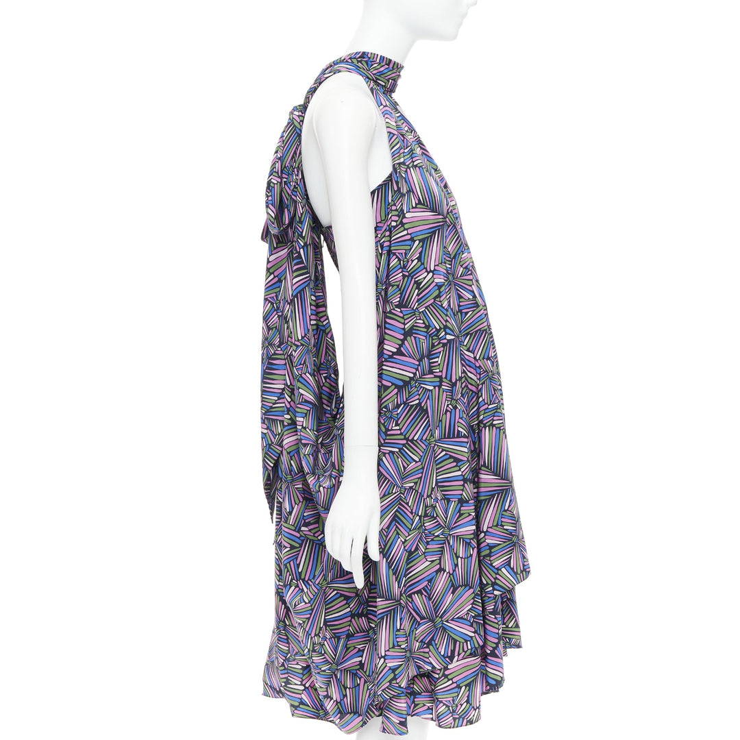 MARC BY MARC JACOBS purple 100% silk geometric print dress US2 S