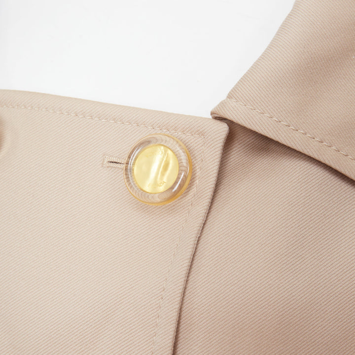 ESCADA khaki tan virgin wool gold button double breasted cropped jacket IT42 M