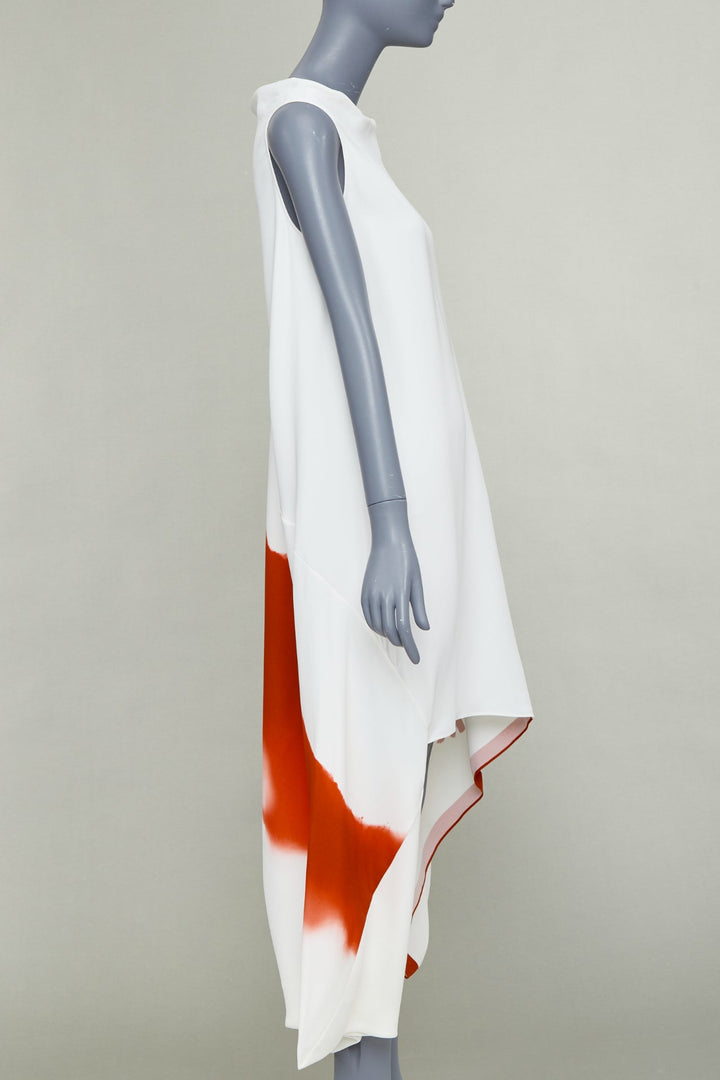 FERRAGAMO Maximilian Davis 2023 Runway red animalier print crepe draped dress S