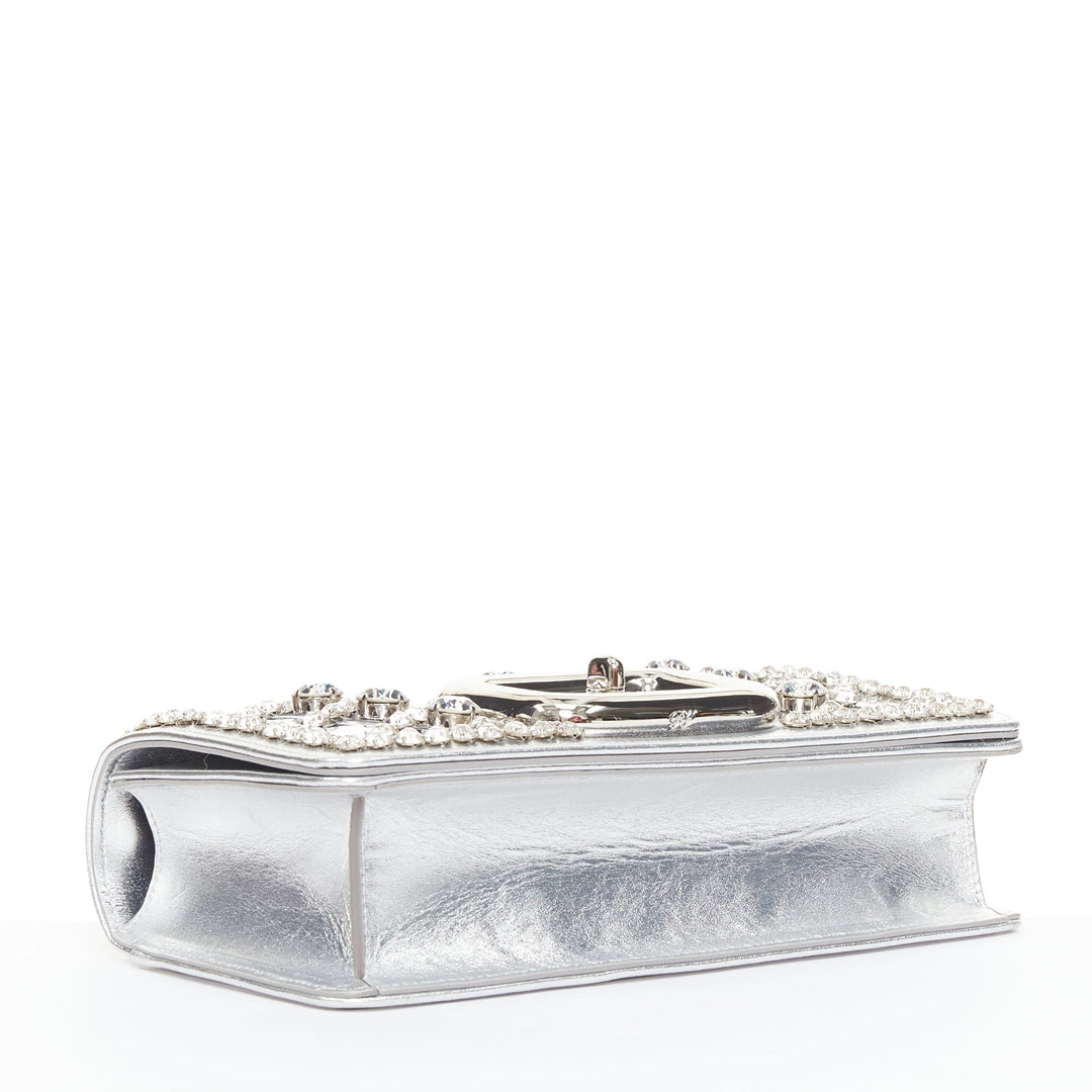 ROGER VIVIER 2023 Kaleidochoc Viv Choc Mini Disco silver sequin crystal bag