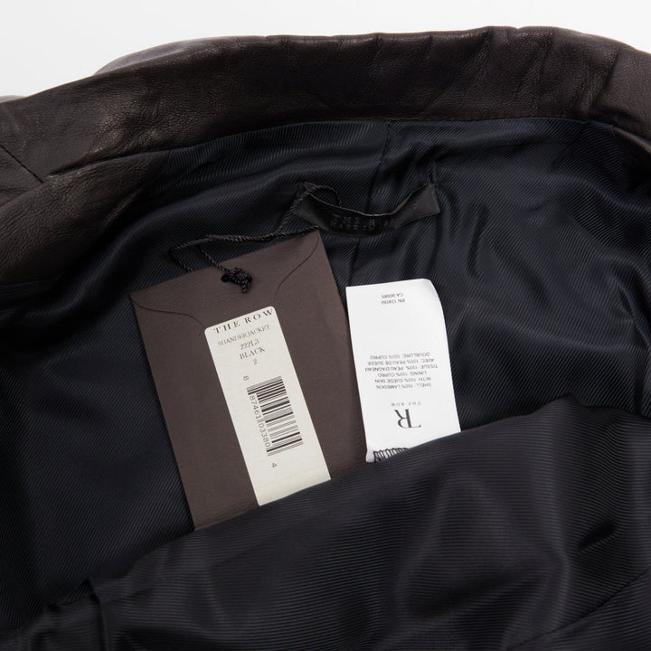 THE ROW black lambskin concealed snap minimalist black jacket blazer US2 S