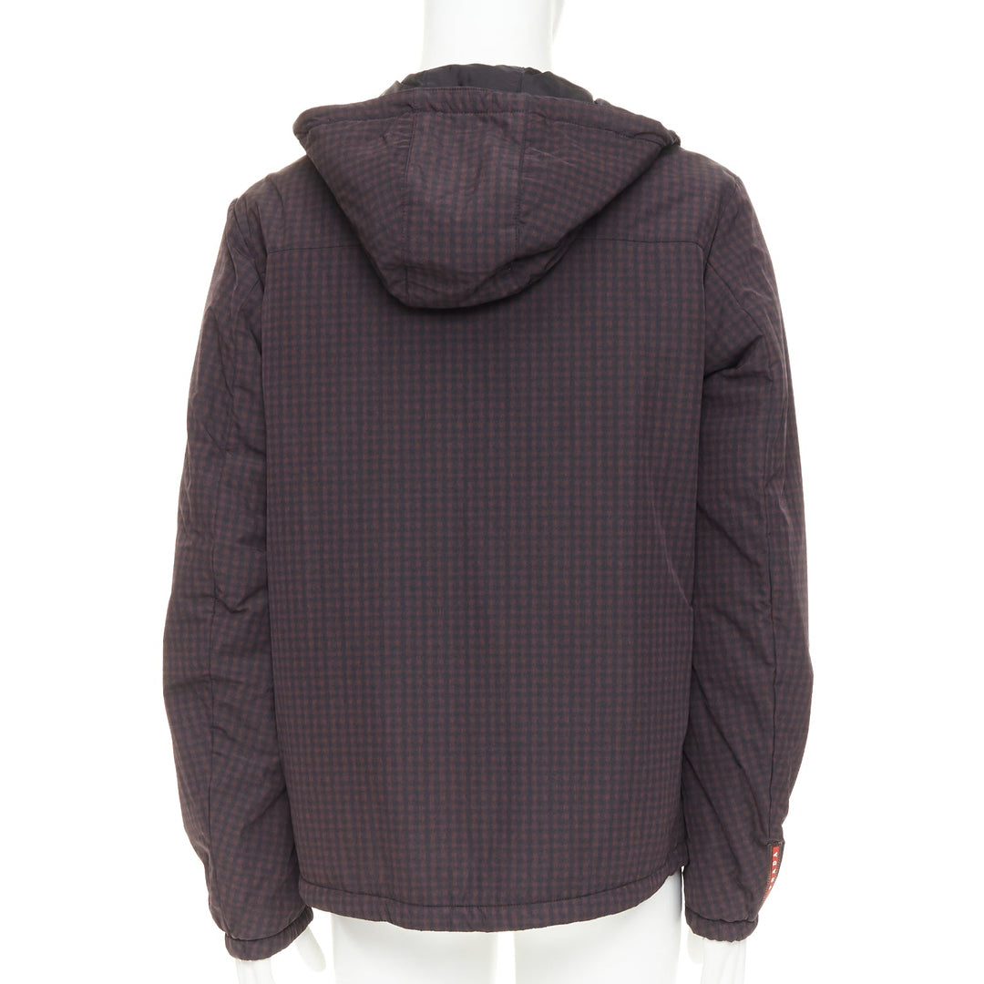 PRADA Linea Rossa 2014 Reversible black burgundy gingham windbreaker IT52 XL