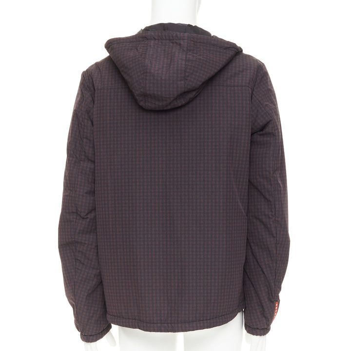 PRADA Linea Rossa 2014 Reversible black burgundy gingham windbreaker IT52 XL