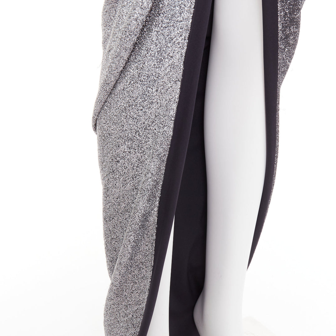 ALEXANDRE VAUTHIER metallic silver lurex knit ruched backless halter dress