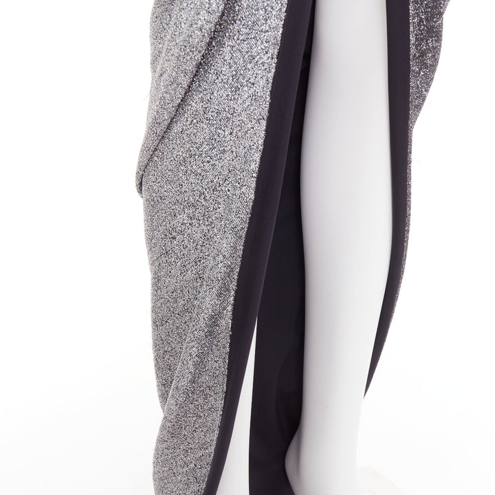 ALEXANDRE VAUTHIER metallic silver lurex knit ruched backless halter dress