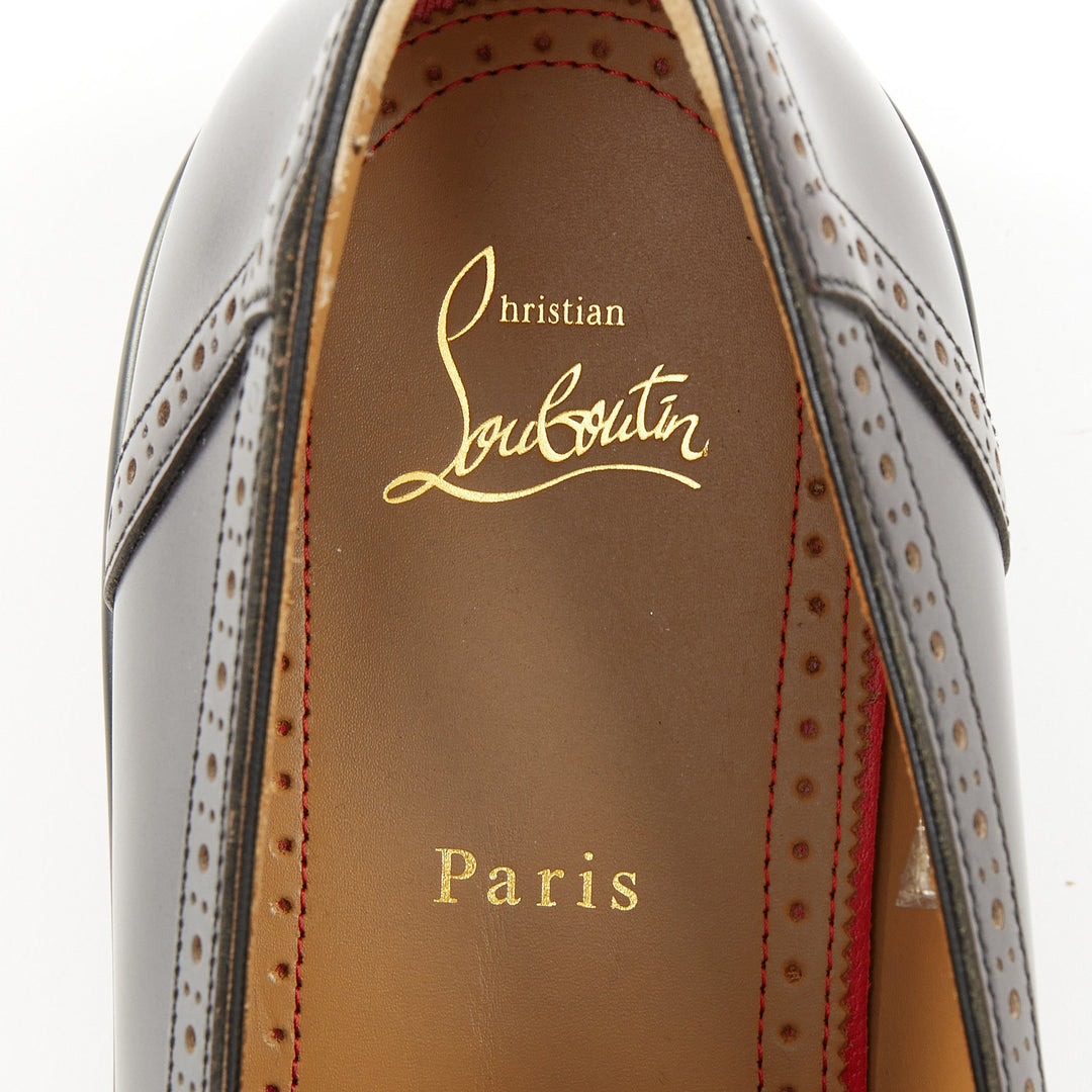 CHRISTIAN LOUBOUTIN Daniloumoc Urban burgundy black leather tassel loafer EU43