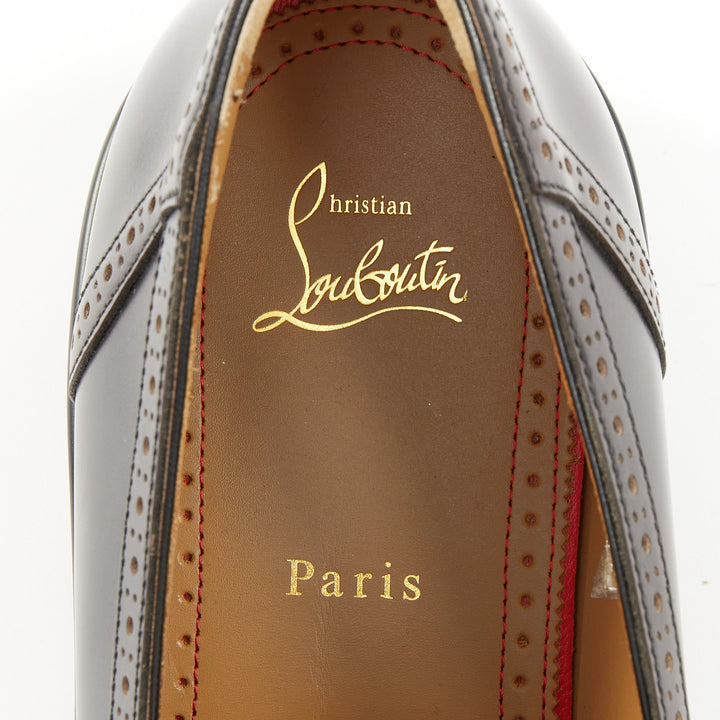 CHRISTIAN LOUBOUTIN Daniloumoc Urban burgundy black leather tassel loafer EU43