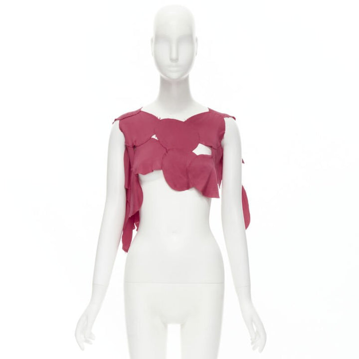 MAISON MARGIELA pink circle raw cut patchwork cropped top S