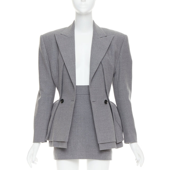 ALEXANDRE VAUTHIER COUTURE SS2022 Runway grey wasp waist padded hip jacket