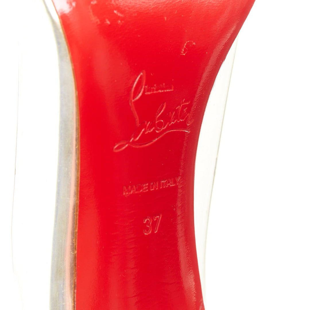 CHRISTIAN LOUBOUTIN Un Bout 100 Fluo Chic yellow patent PVC pointy pumps EU37