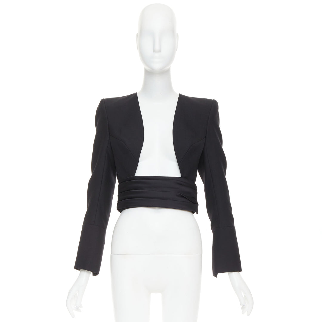 ALEXANDRE VAUTHIER COUTURE AW2020 Runway black open cummerband cropped jacket