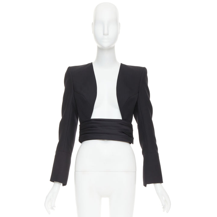 ALEXANDRE VAUTHIER COUTURE AW2020 Runway black open cummerband cropped jacket