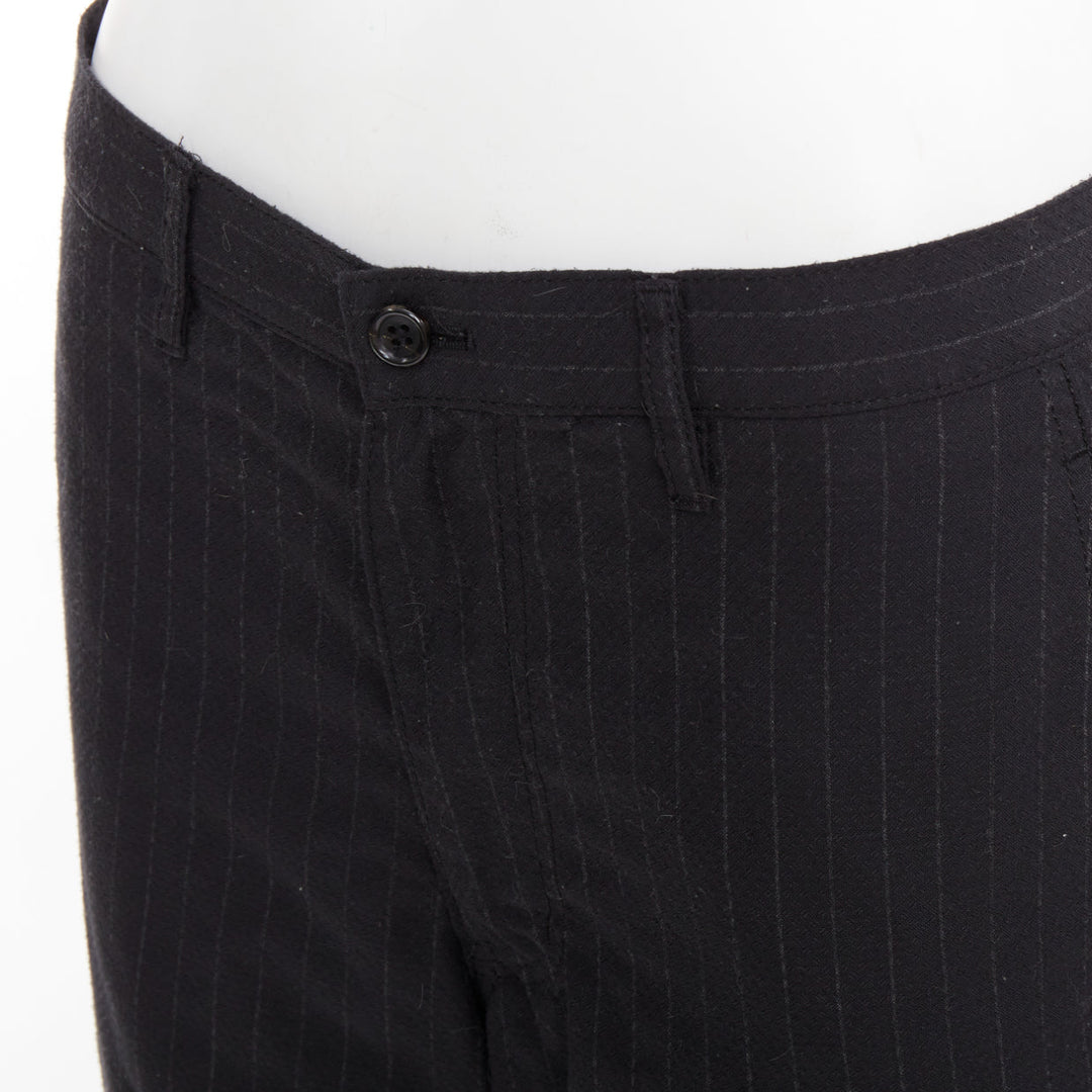 COMME DES GARCONS Homme Deux black wooly pinstripe cropped pants S