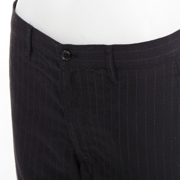 COMME DES GARCONS Homme Deux black wooly pinstripe cropped pants S