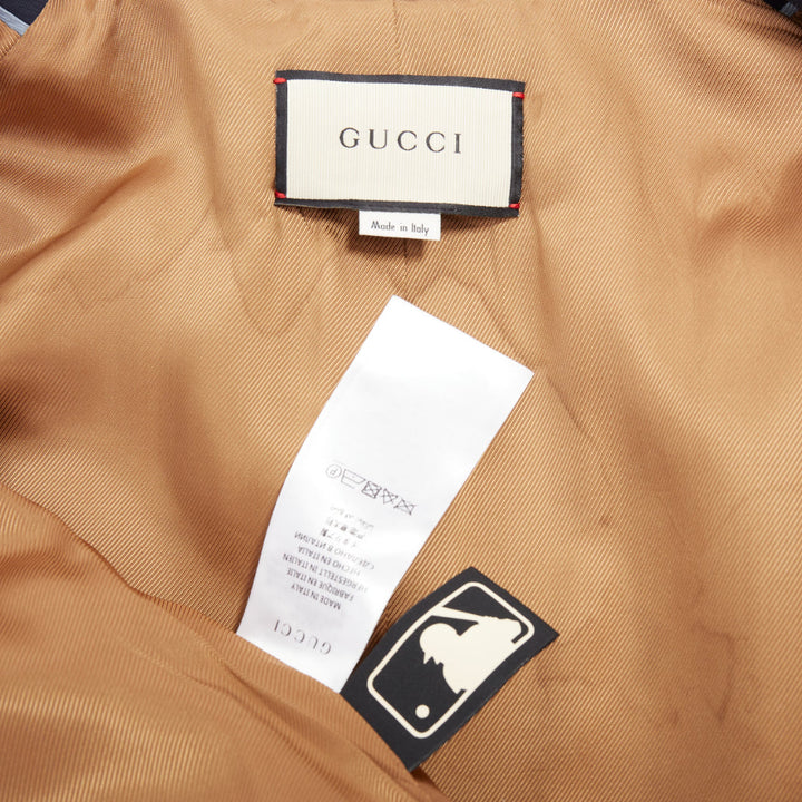 GUCCI NY Yankees 2018 Alessandro Michele navy wool silk blazer jacket IT42 M