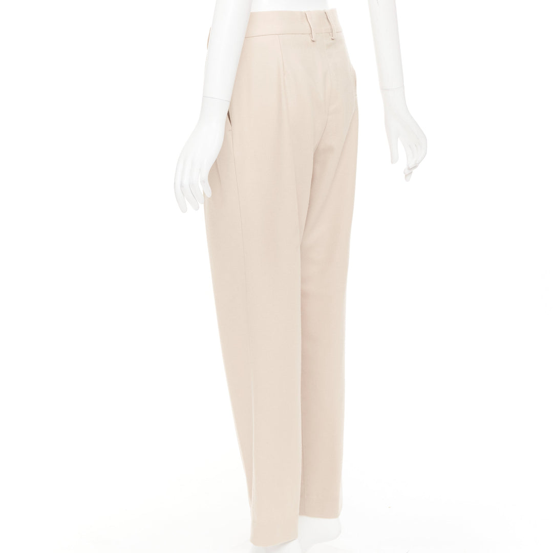 BLAZE MILANO camel virgin wool Signature curved pocket pleat front pants US2 S