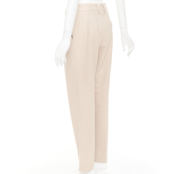 BLAZE MILANO camel virgin wool Signature curved pocket pleat front pants US2 S