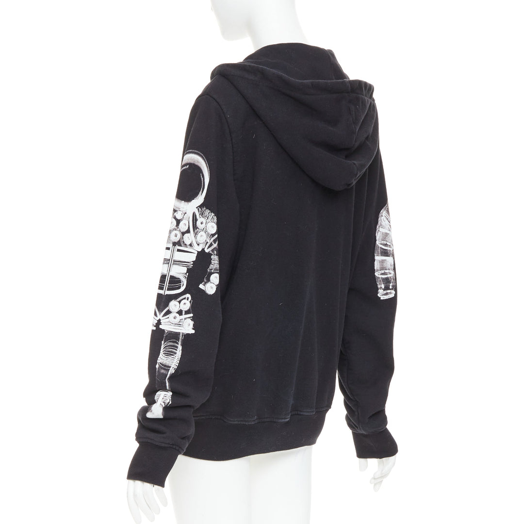 rare CHANEL 2017 Astronaut print sleeve black cotton zip up hoodie FR46 2XL