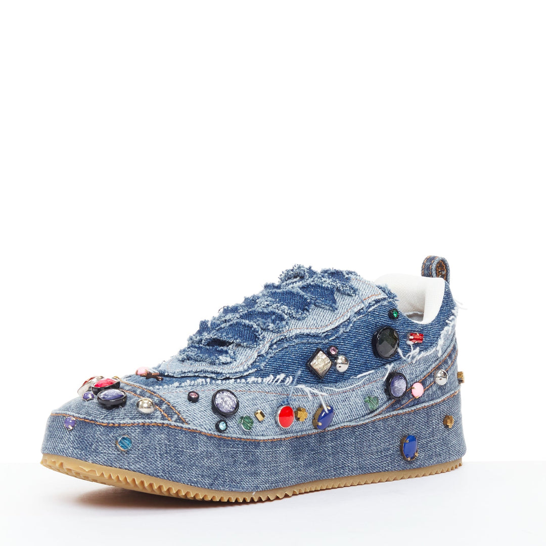 rare LOEWE 2023 Studio Ghibli Howls Moving Castle crystal denim sneakers EU39