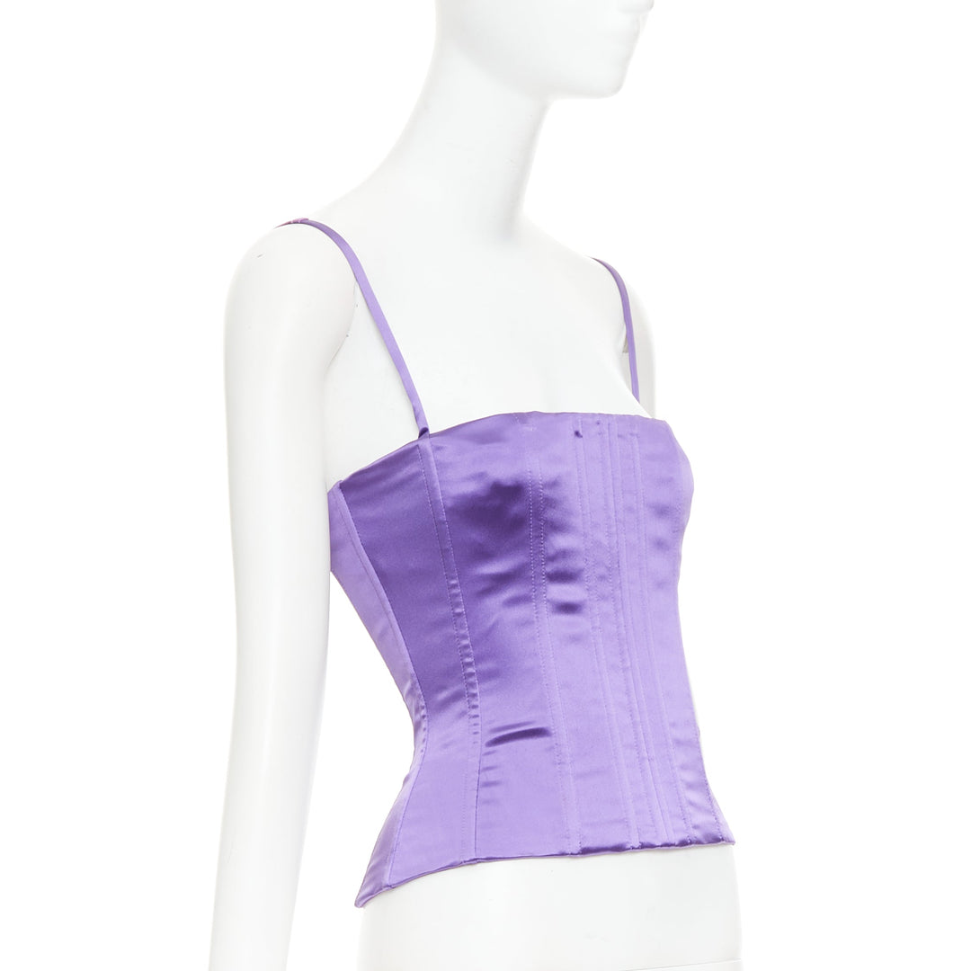 DOLCE GABBANA purple satin boned fitted spaghetti strap corset top IT40 S