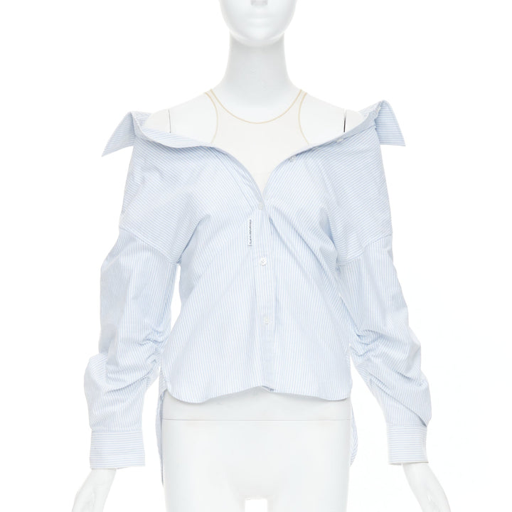 ALEXANDER WANG T blue striped Falling illusion deconstructed shirt XS