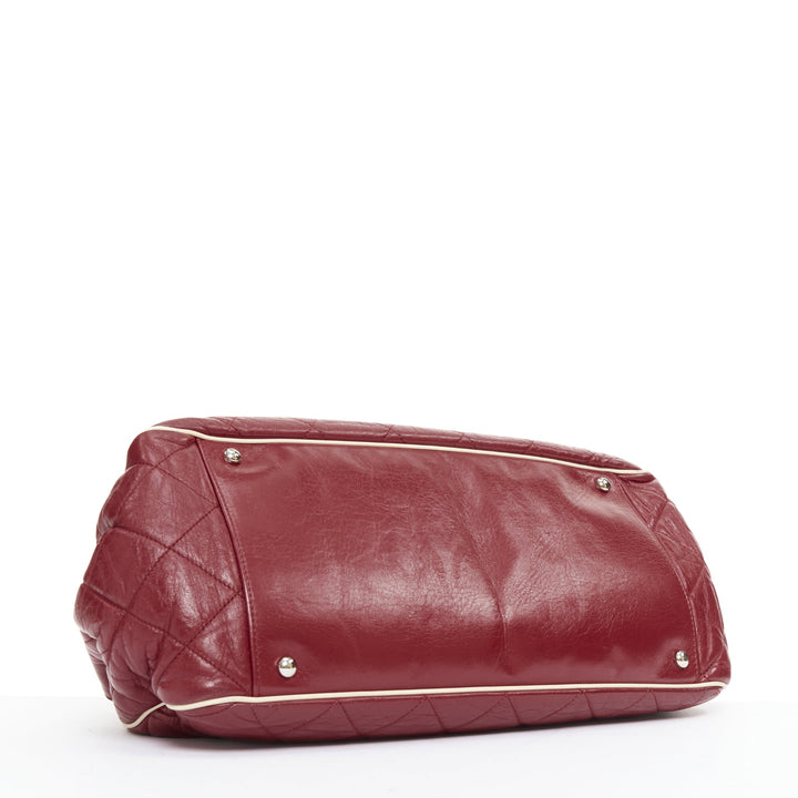 CHANEL East West Accordion Flap red Bordeaux silver chain flap bag