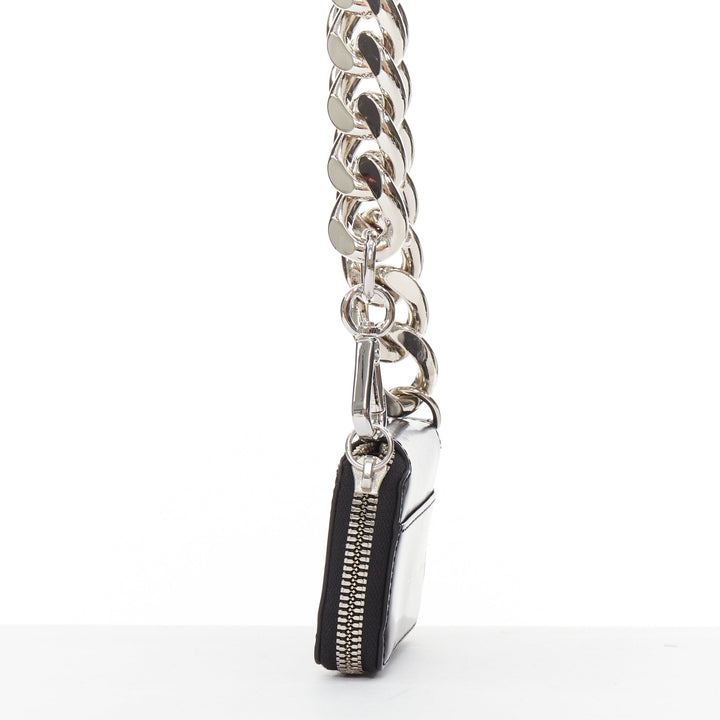KARA Bike Chain Wallet black leather silver chunky chain micro crossbody bag